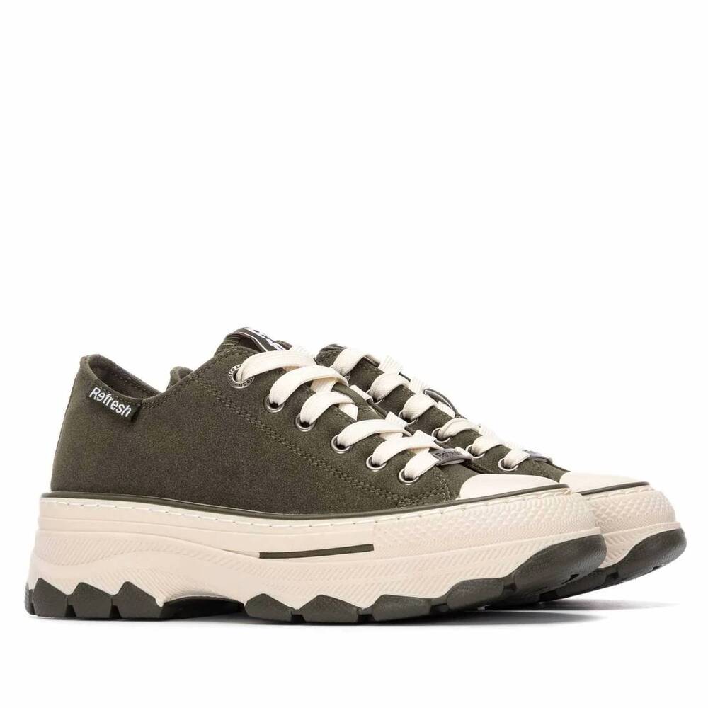 NEW REFRESH women's lace-up sneakers in khaki